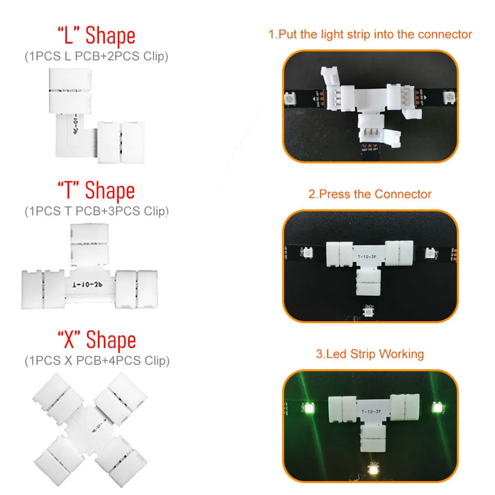 Connecteur sans soudure LED 10 mm X T L