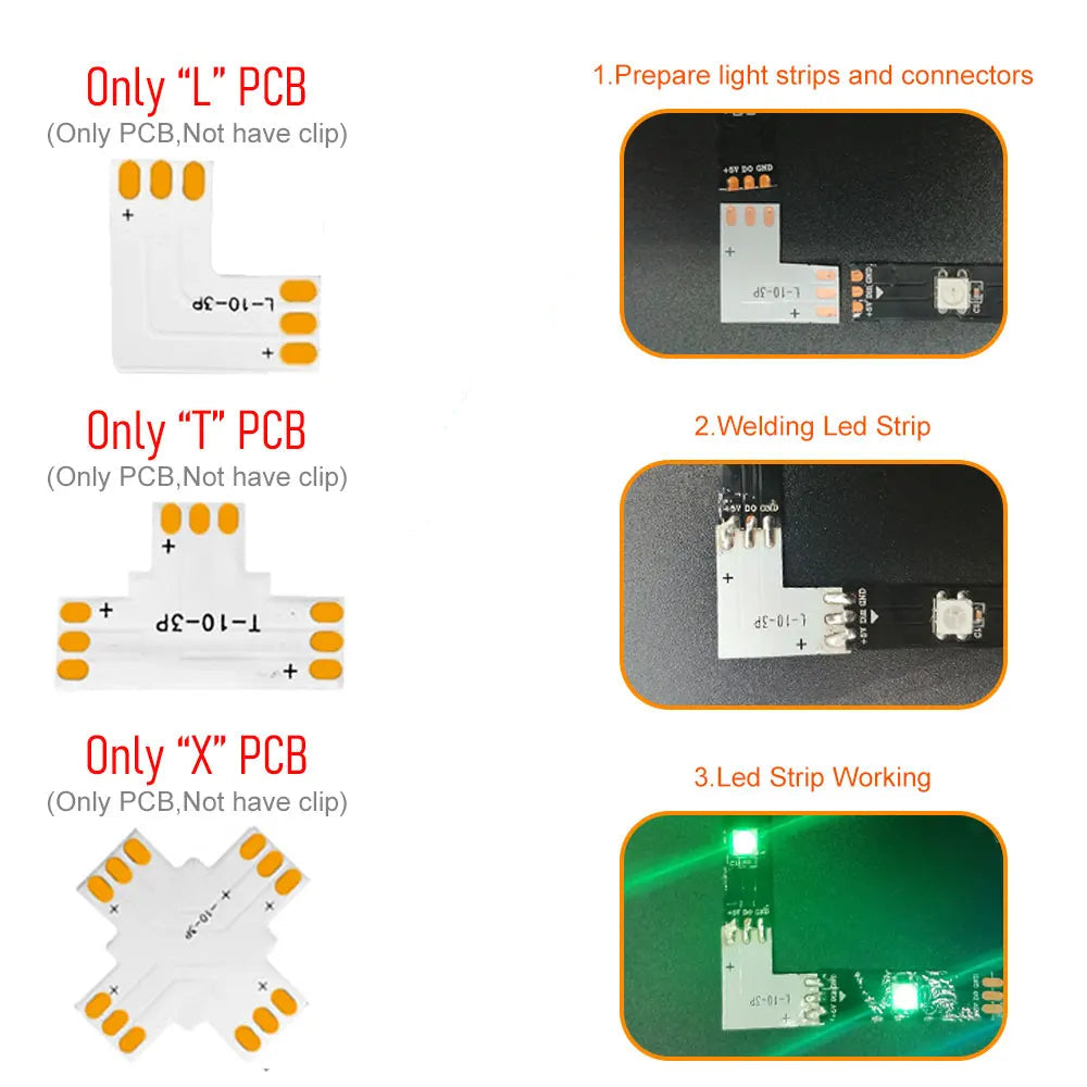 Connecteur sans soudure LED 10 mm X T L
